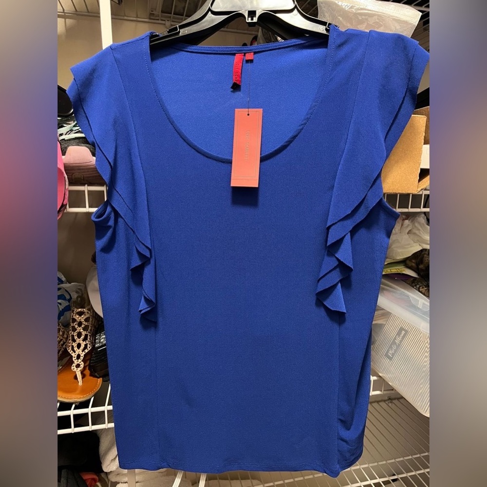 Love Scarlett Blue Sleeveless Dress Shirt (M)